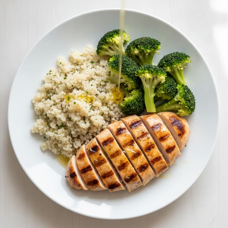 Grilled Chicken Breast with Quinoa and Steamed Broccoli