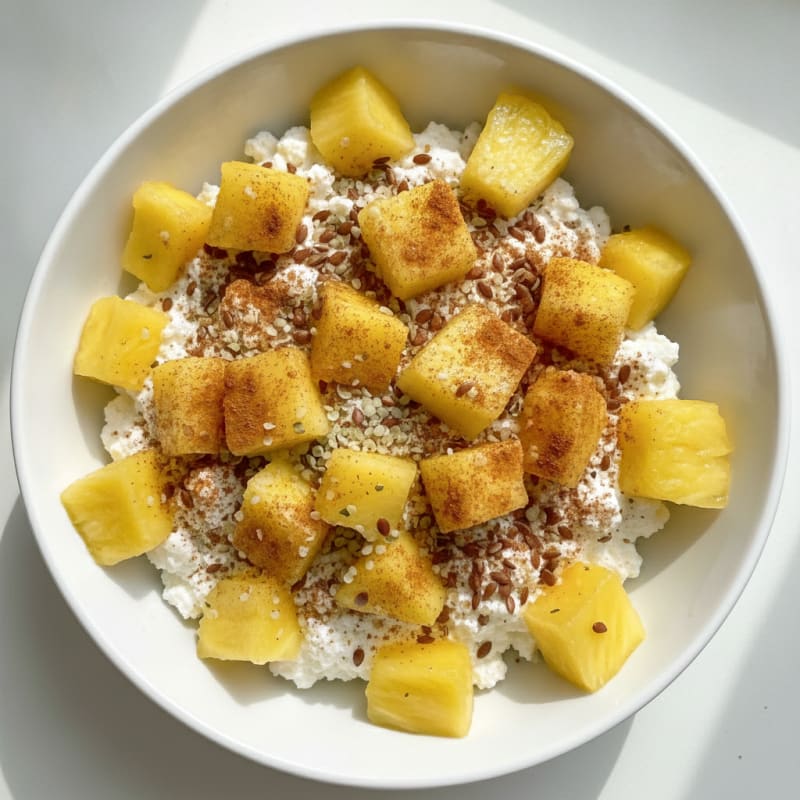 Lactose-Free Cottage Cheese with Pineapple and Flax