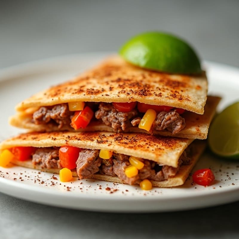 Spicy Lime Steak Quesadilla with Bell Peppers