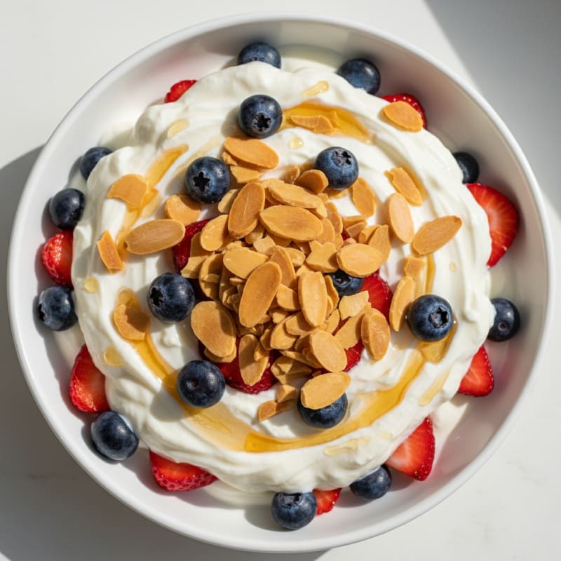 Greek Yogurt Protein Parfait with Berries and Almonds