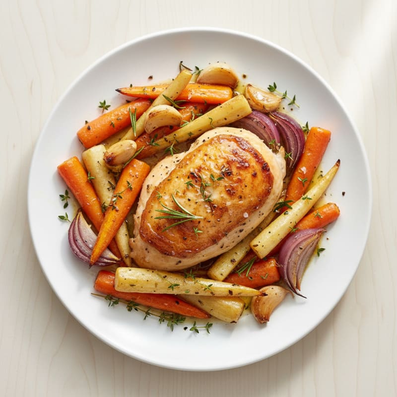 Garlic Herb Roasted Chicken with Root Vegetables