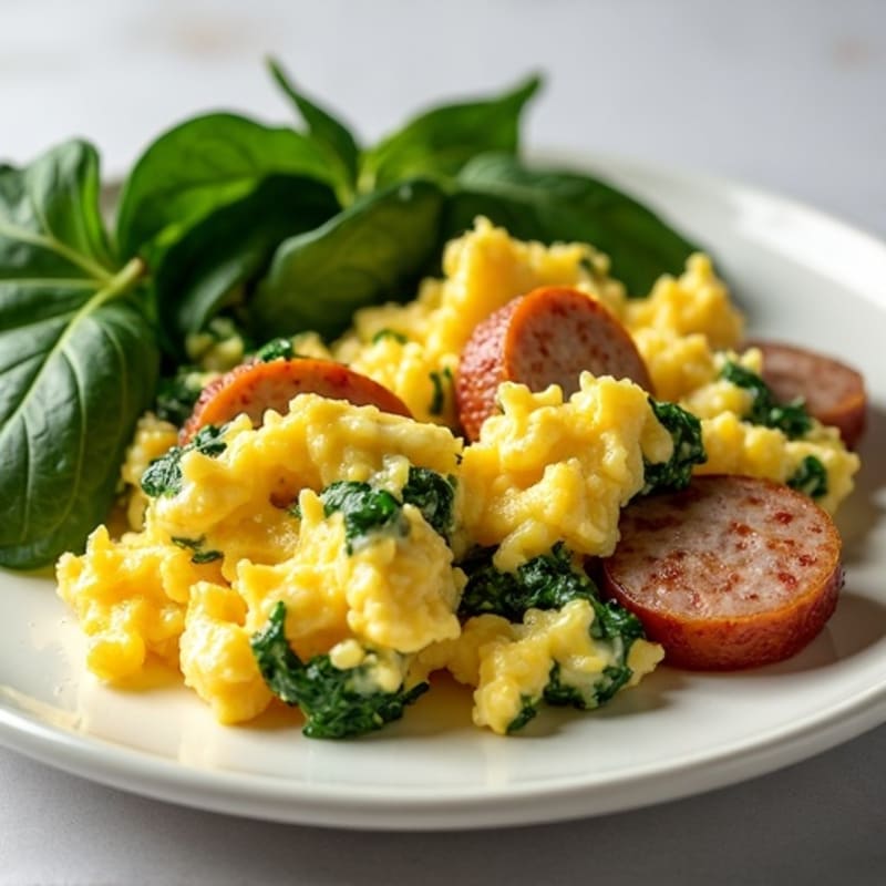 Egg White Scramble with Spinach and Turkey Sausage