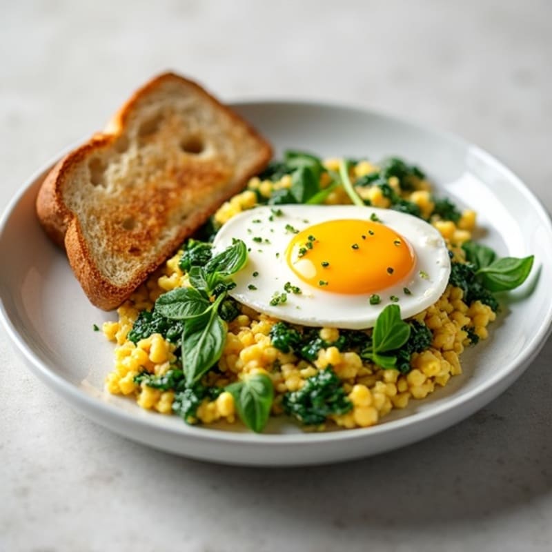 Egg White and Spinach Scramble with Cottage Cheese