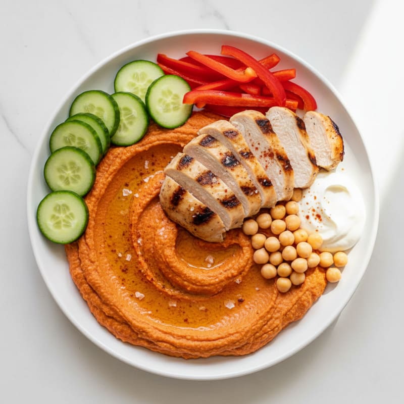 Creamy Roasted Red Pepper Hummus Platter