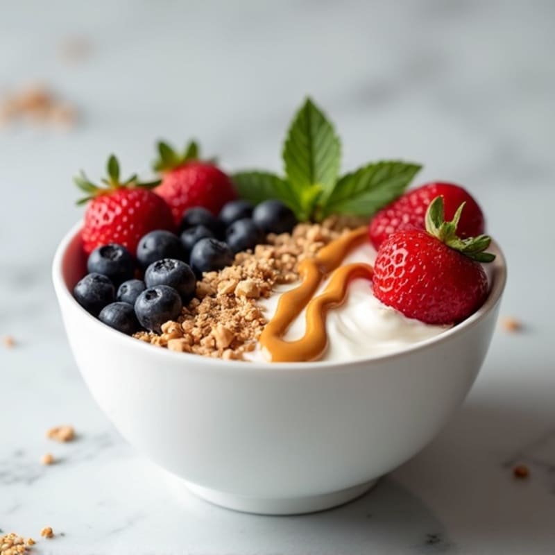 Creamy Greek Yogurt Protein Bowl with Mixed Berries and Almond Butter