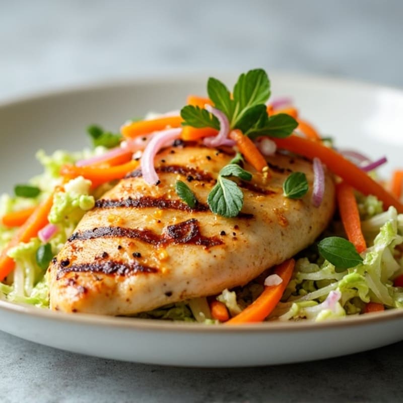 Grilled Chicken Breast with Crunchy Cabbage Slaw