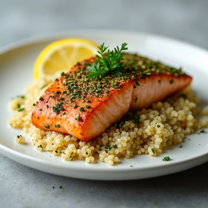 Herb-Crusted Baked Salmon with Quinoa