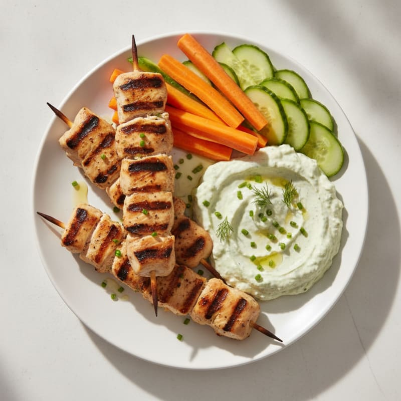 Creamy Cashew Herb Dip with Grilled Chicken Skewers
