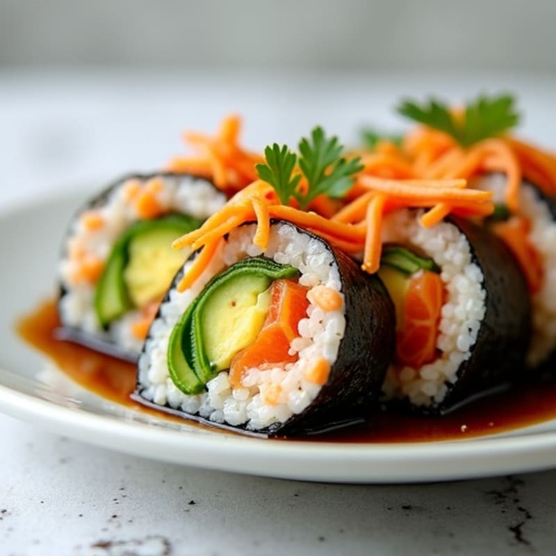 Fresh Salmon and Avocado Nori Rolls