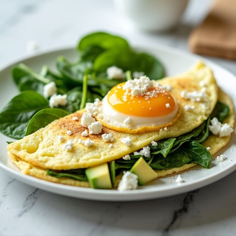 Egg White Spinach Omelette with Cottage Cheese
