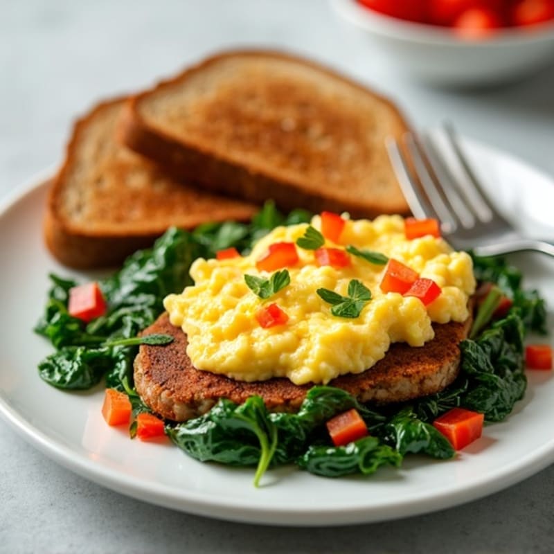 Egg White and Turkey Sausage Scramble with Spinach