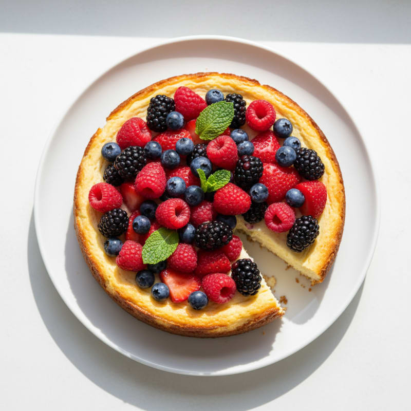 Greek Yogurt Protein Cheesecake with Mixed Berries