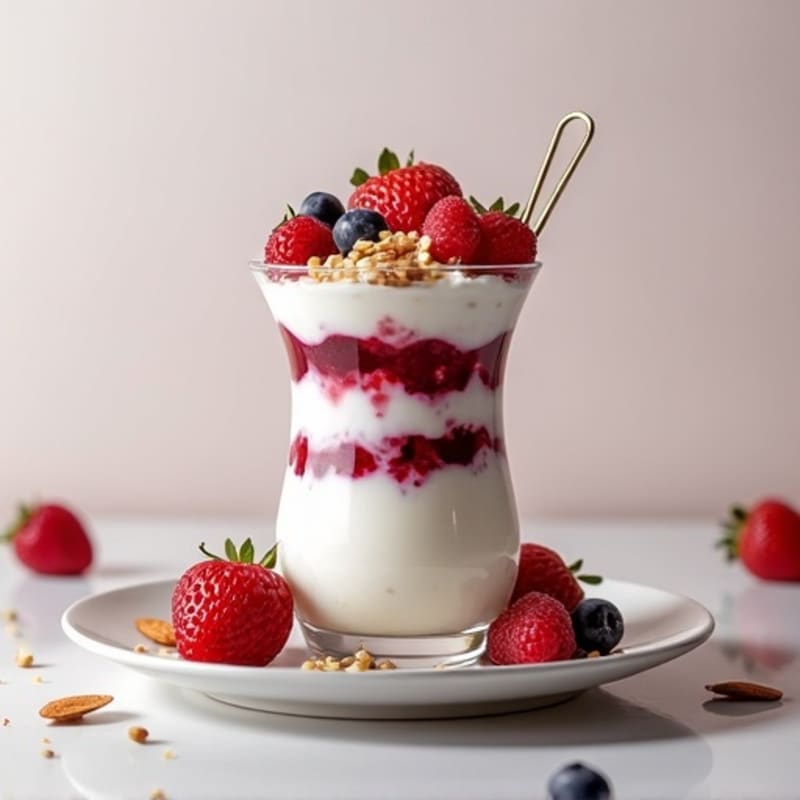 Greek Yogurt Protein Parfait with Mixed Berries and Almonds