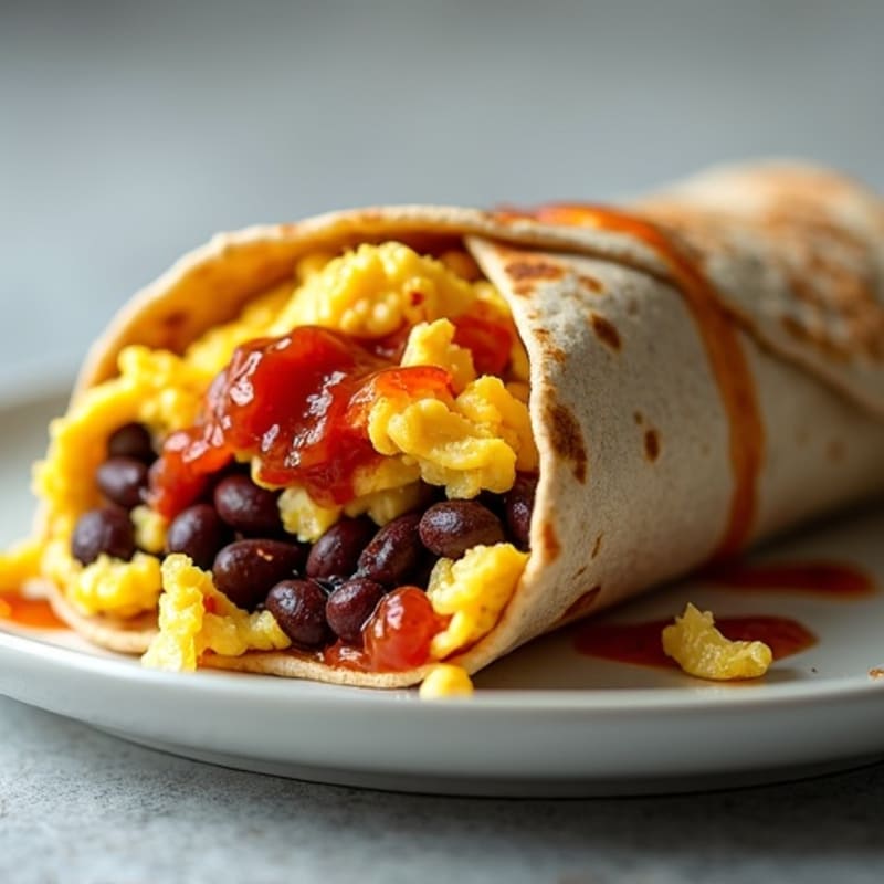 Hearty Black Bean and Sweet Potato Breakfast Burrito