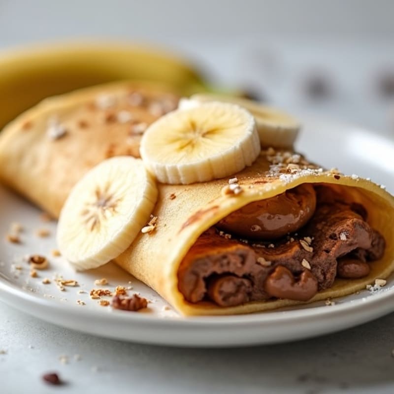 Protein Crepes with Sliced Banana and Creamy Chocolate Almond Butter Filling