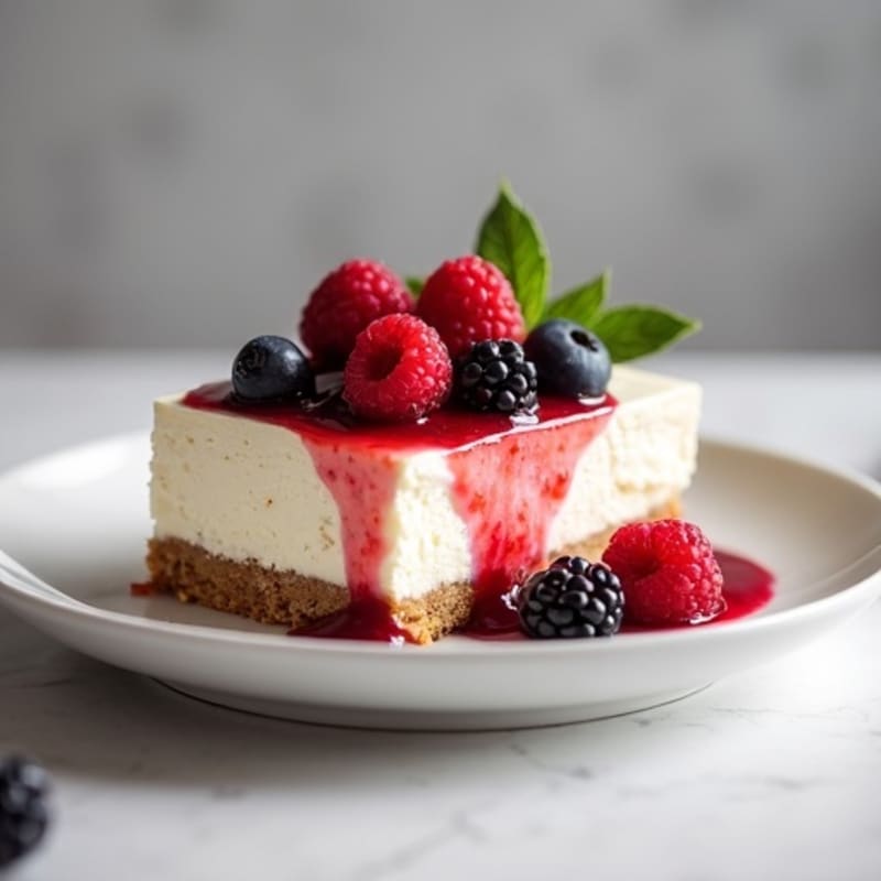 Protein-Packed Greek Yogurt Cheesecake with Berry Compote