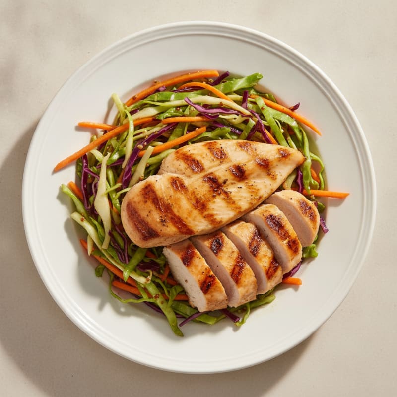 Grilled Chicken Breast with Crunchy Cabbage Slaw