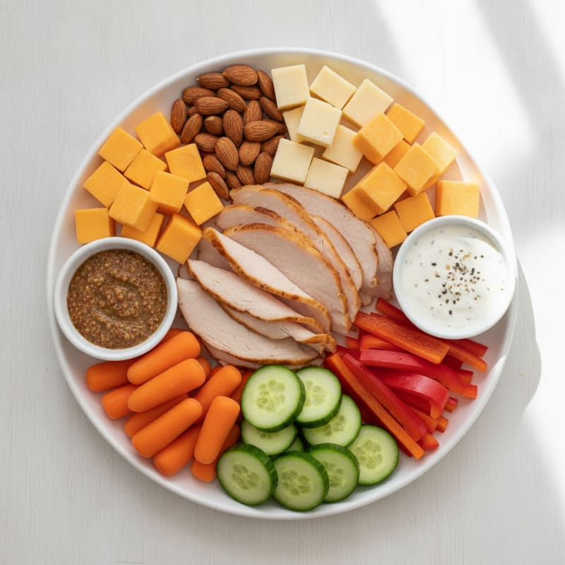 Turkey Charcuterie Board with Assorted Cheeses