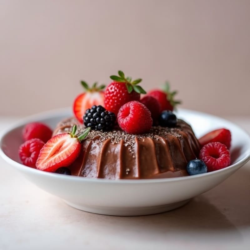Silky Chocolate Protein Pudding with Mixed Berries