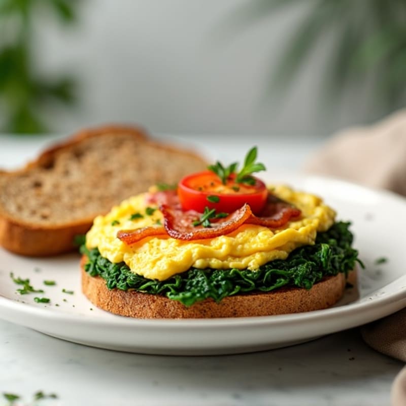 Egg White Scramble with Spinach and Turkey Bacon