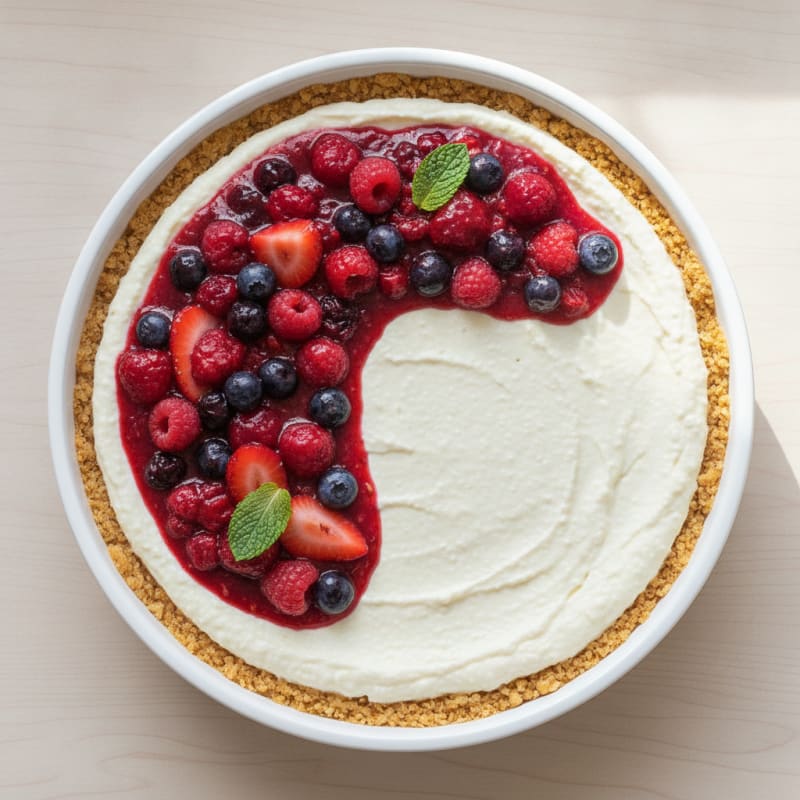 Silky Greek Yogurt Protein Cheesecake with Mixed Berries