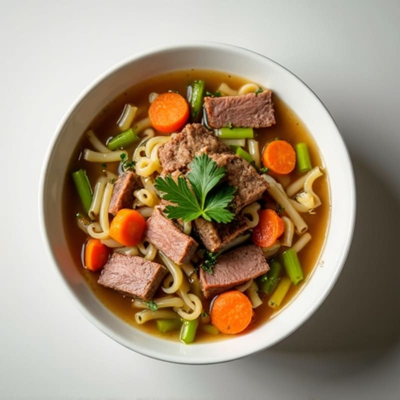 Lean, Tender Beef Noodle Soup with Fresh Herbs