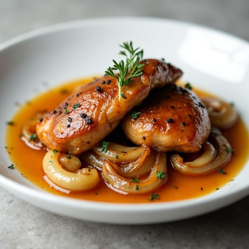 Pan-Seared Garlic Chicken Livers with Caramelized Onions