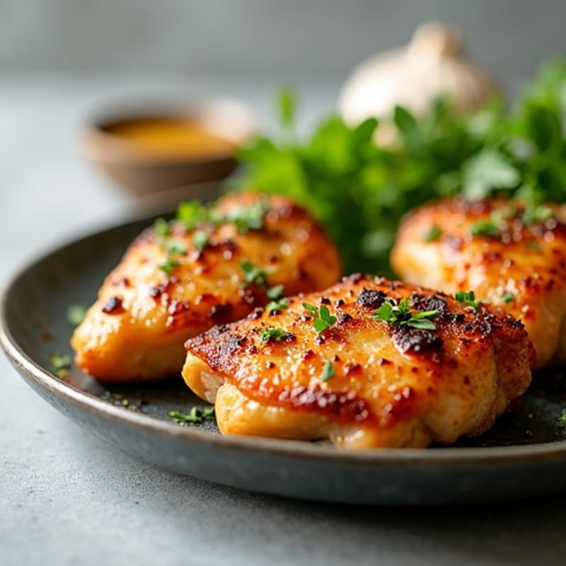 Crispy Herb-Garlic Pan Seared Chicken Thighs
