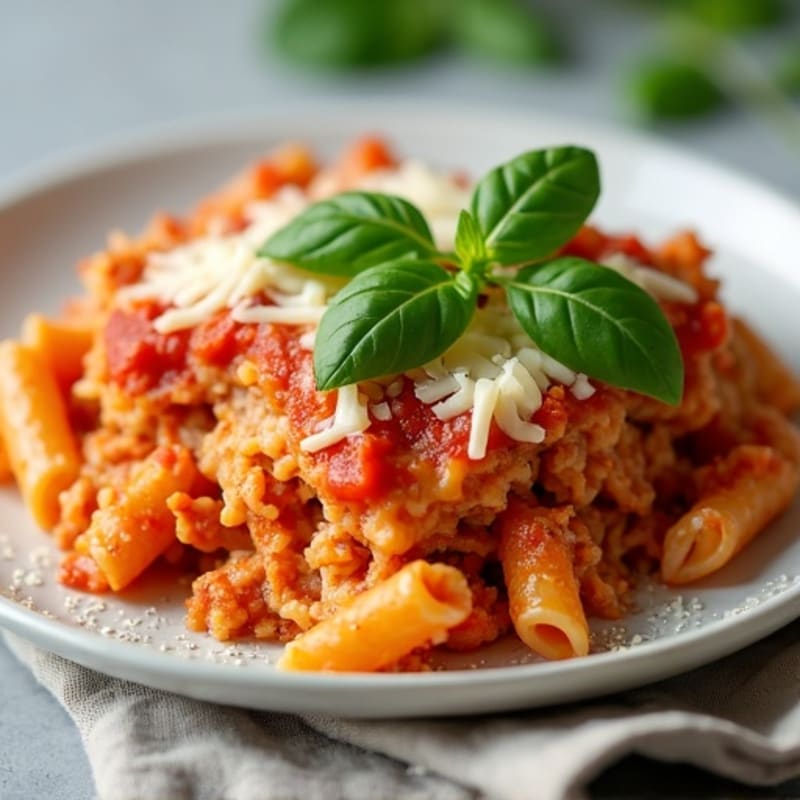 Lean Ground Turkey Baked Ziti with Spinach