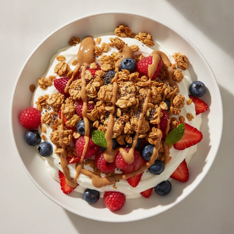 Silky Protein Yogurt Parfait with Mixed Berries