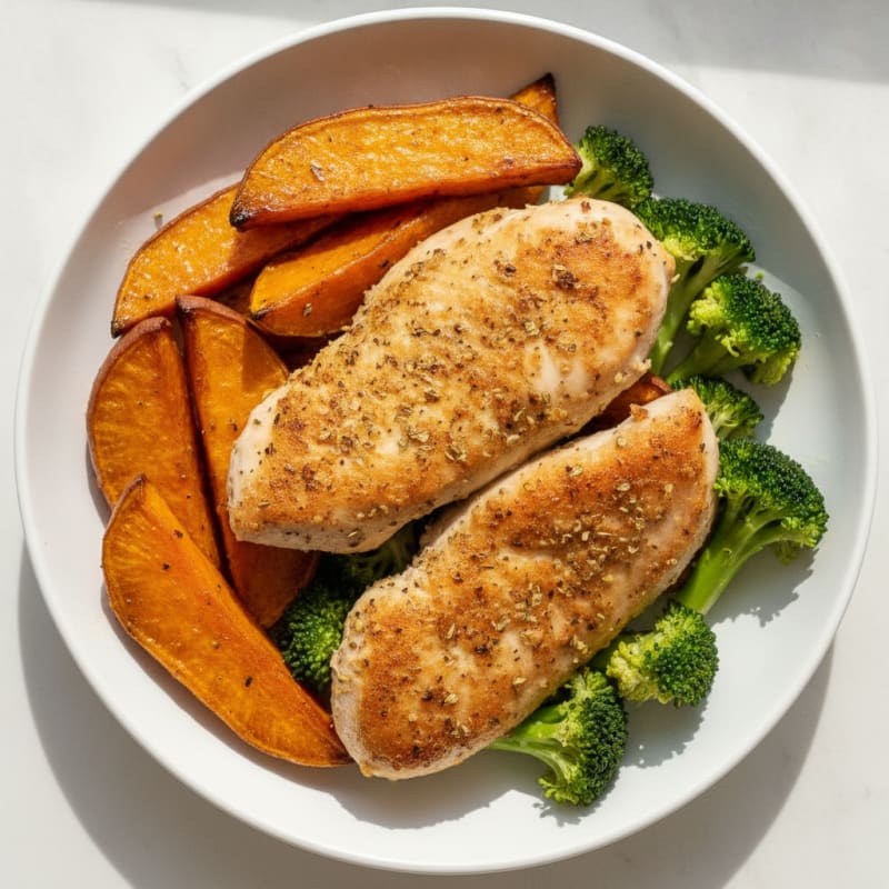 Herb-Roasted Chicken Tenderloins with Caramelized Sweet Potatoes
