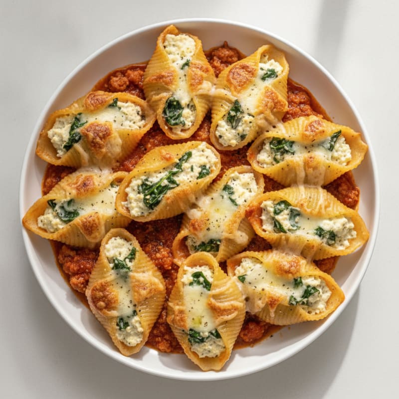 Baked Spinach Ricotta Stuffed Shells