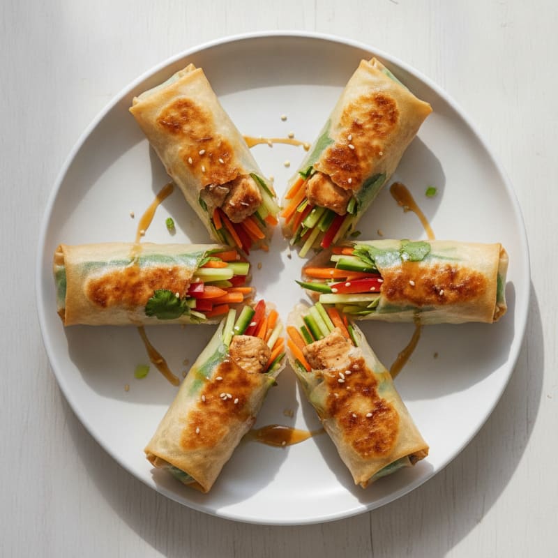 Teriyaki Chicken Spring Rolls with Julienne Vegetables