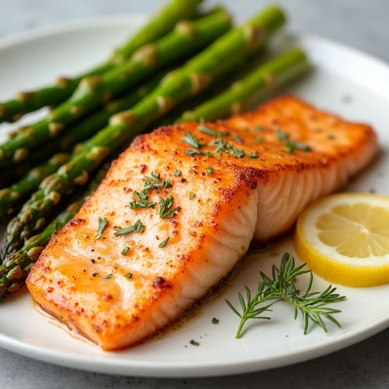Crispy Lemon Garlic Salmon with Roasted Asparagus