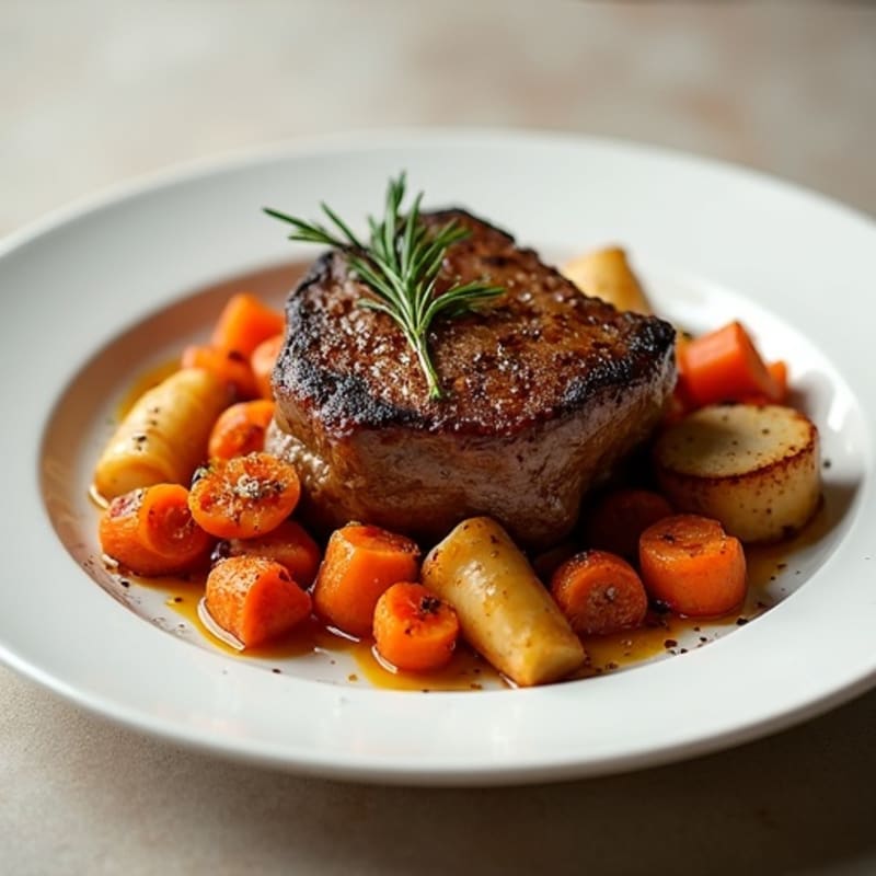 Tender Spiced Lamb with Roasted Root Vegetables and Apricots