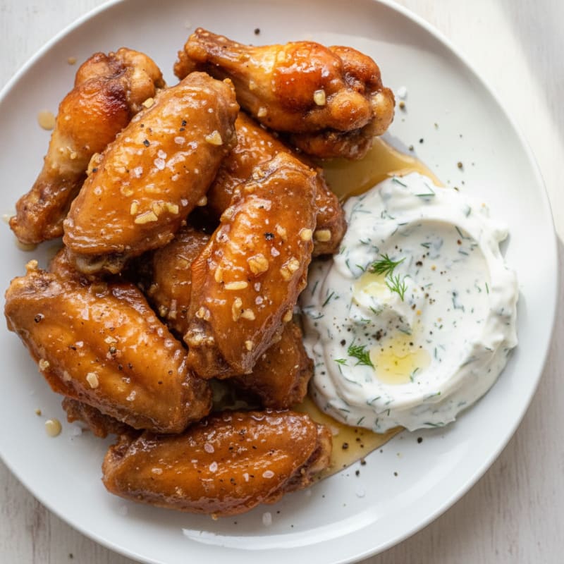 Honey-Garlic Chicken Wings with Ranch
