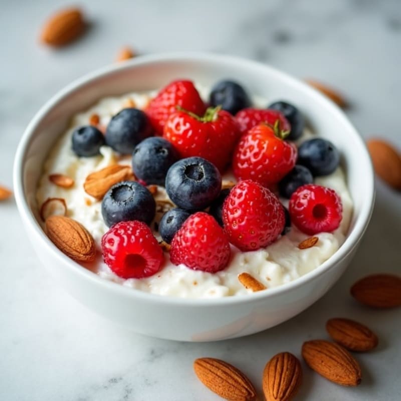Creamy Cottage Cheese with Fresh Berries and Crunchy Almonds