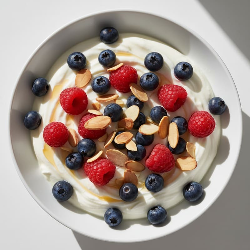 Creamy Greek Yogurt Protein Bowl with Berries and Almonds