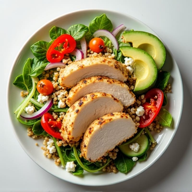 Grilled Turkey Breast Salad with Quinoa and Crunchy Veggies