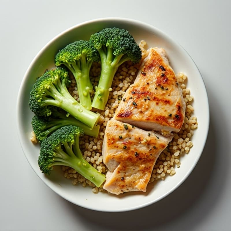 Grilled Chicken and Quinoa Bowl with Roasted Broccoli