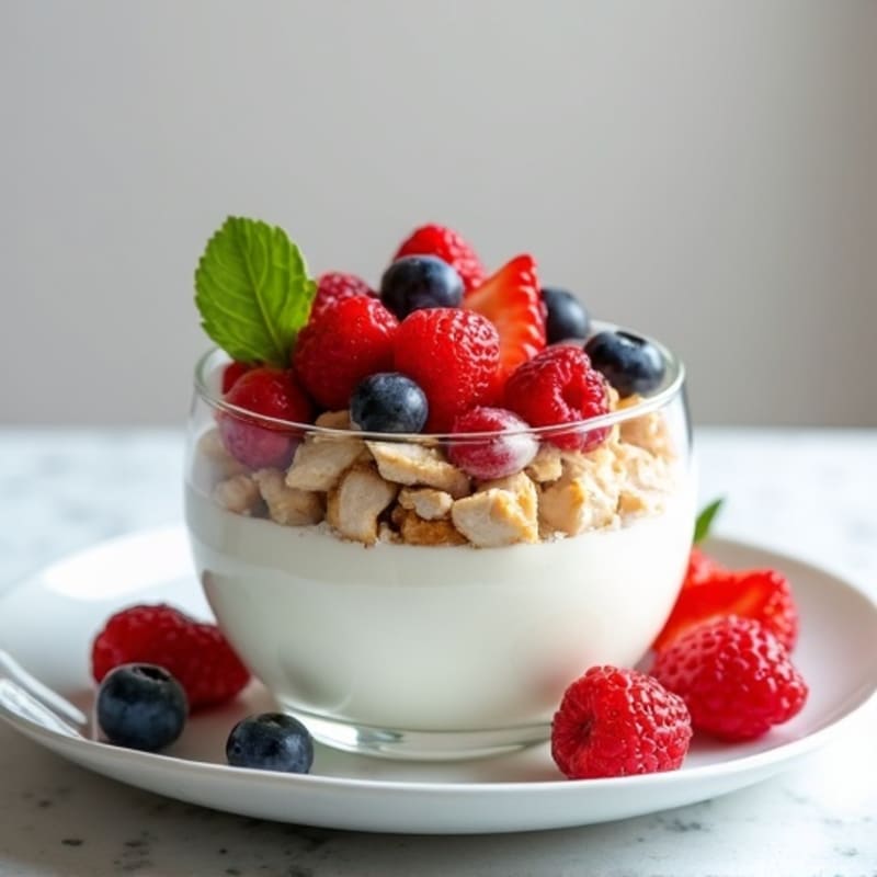 Protein Yogurt Parfait with Chopped Chicken and Berries