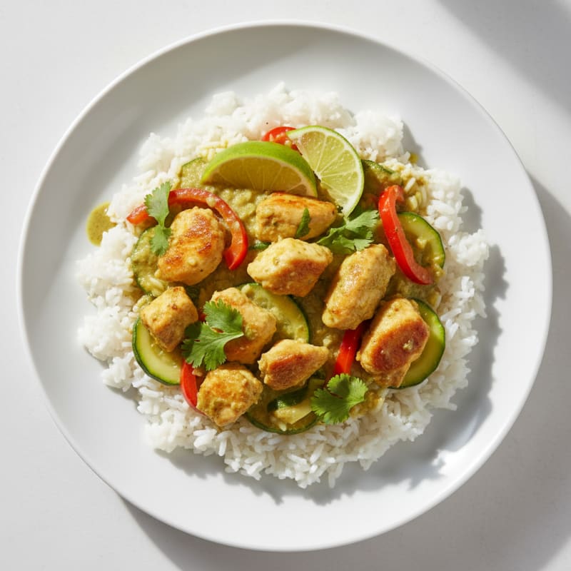 Green Curry Chicken with Coconut Rice
