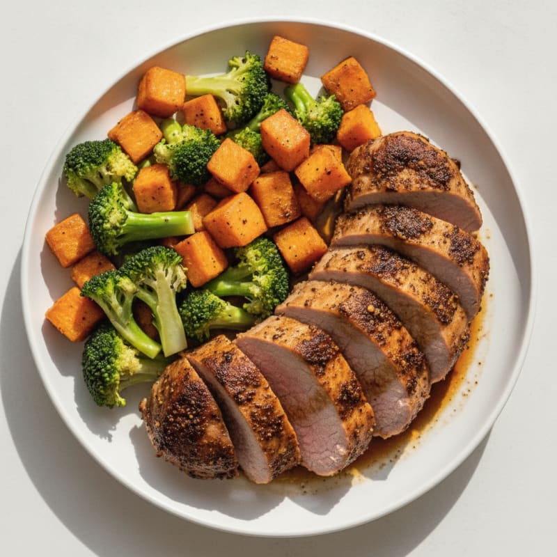 Smoky Espresso-Rubbed Pork Tenderloin with Roasted Root Vegetables