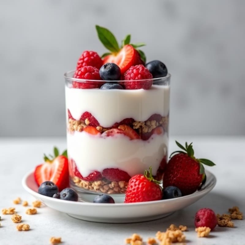 Greek Yogurt Protein Parfait with Mixed Berries
