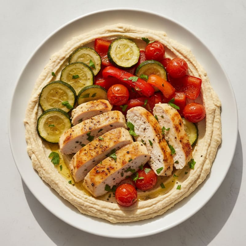 Herb Hummus Platter with Roasted Vegetables