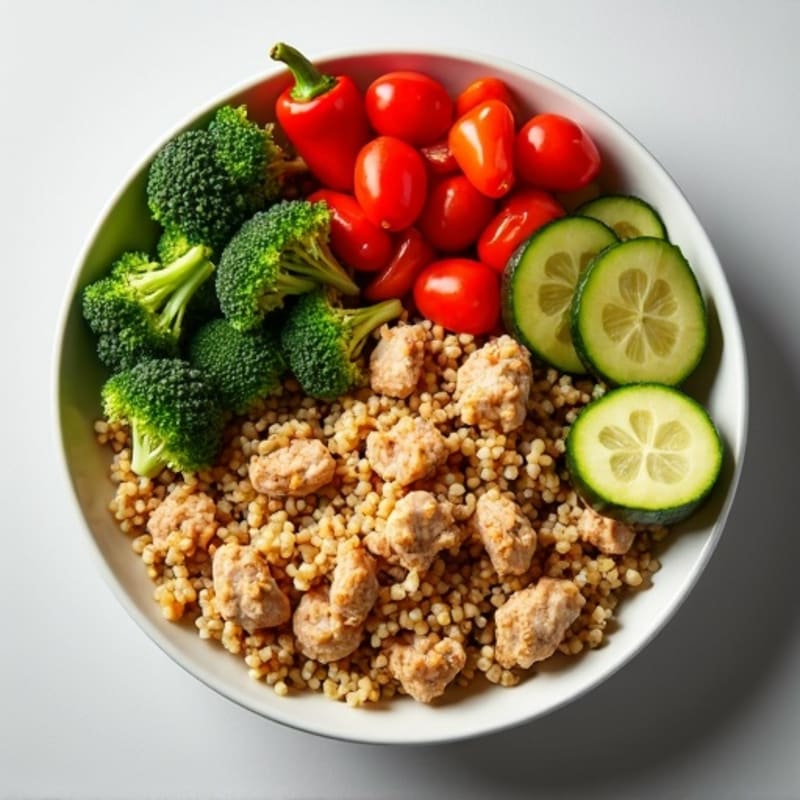 Savory Ground Chicken and Roasted Vegetable Bowl