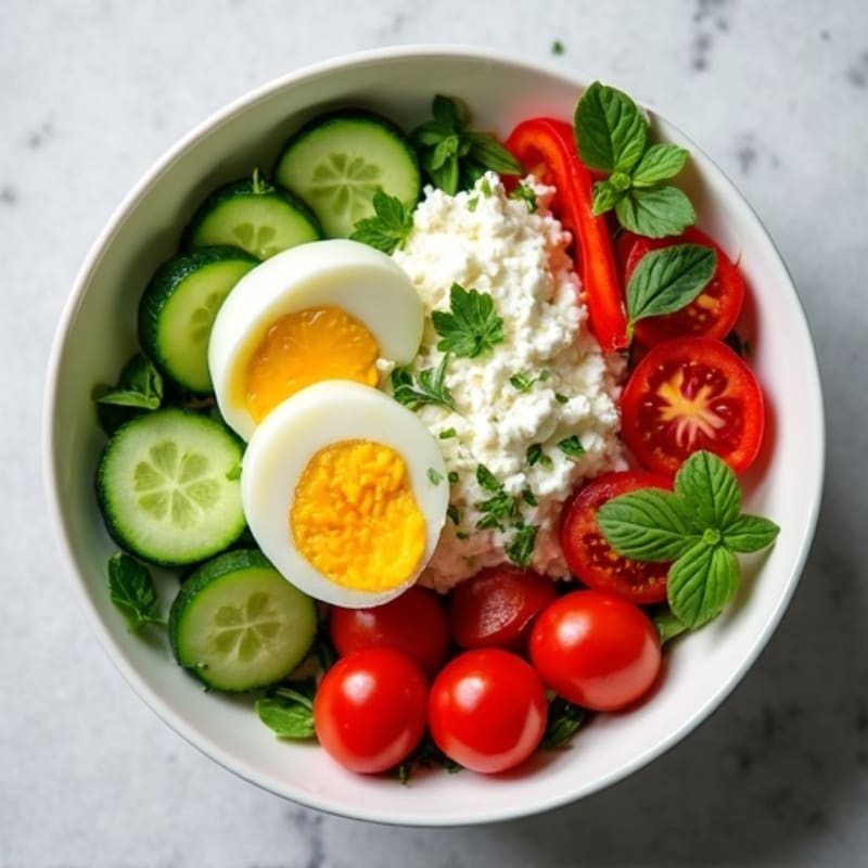 Creamy Cottage Cheese Bowl with Fresh Herbs and Crunchy Vegetables