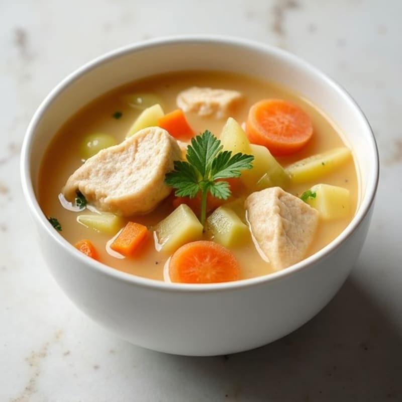 Creamy Chicken and Vegetable Soup with Fluffy Dumplings