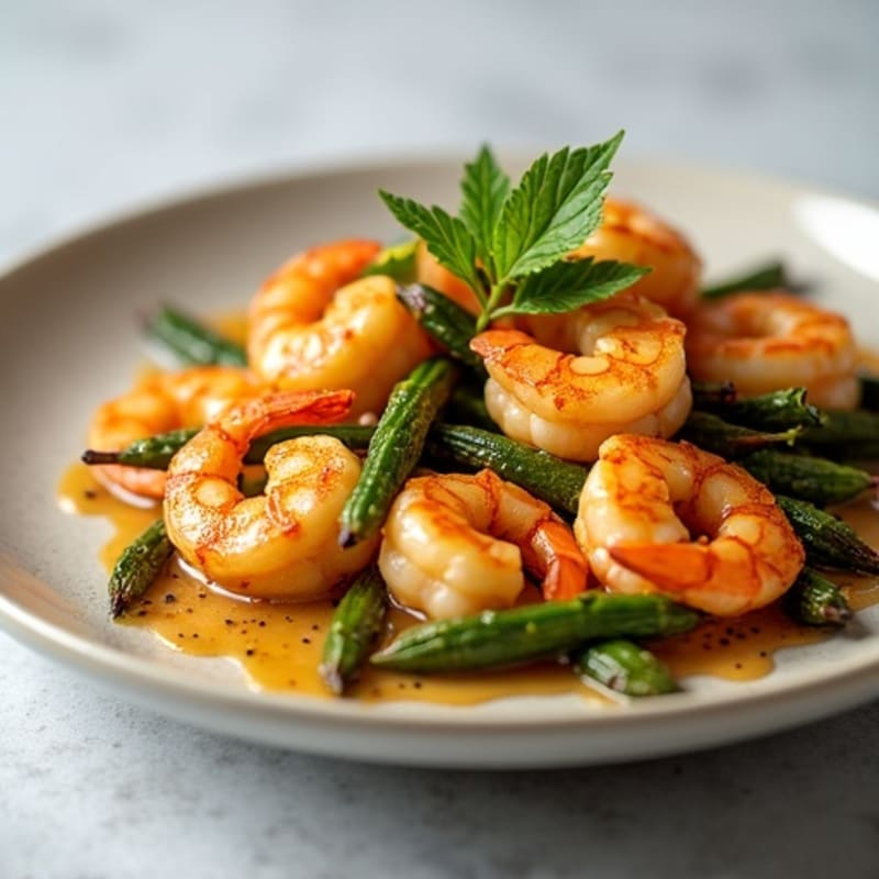 Garlic-Butter Shrimp with Crispy Okra