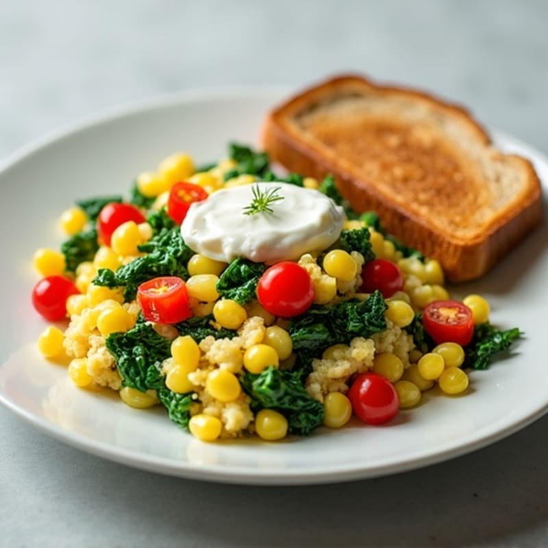 Egg White and Spinach Scramble with Cottage Cheese
